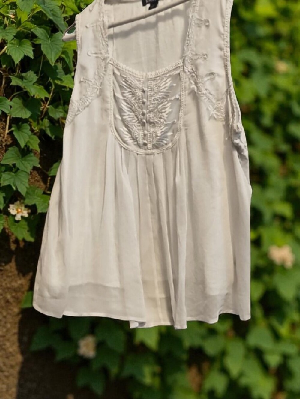 Roaman's Elegant White Embroidered Tank Top